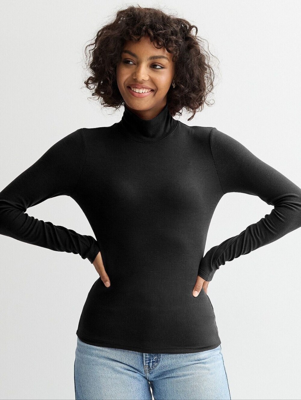 A&F 2-in-1 Ribbed Long Sleeve Mock Neck Top